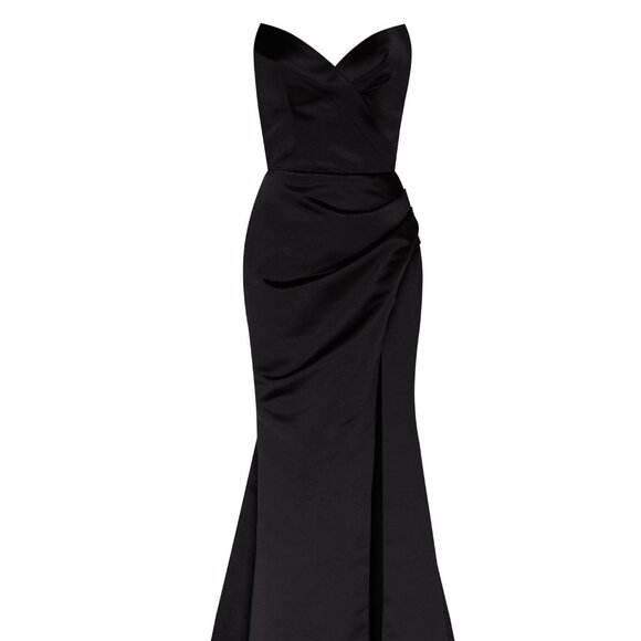 Elegant Black Strapless Maxi Dress - Picture 2 of 9
